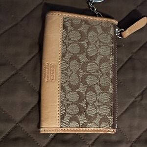 Coach Brown Signature Canvas Wristlet Wallet